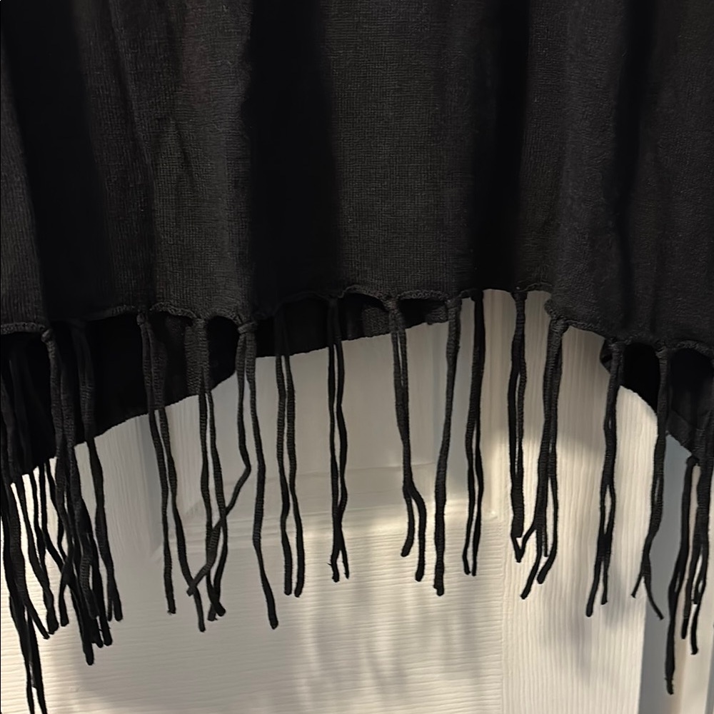 Michael Kors Black Fringe Poncho - Picture 3 of 3